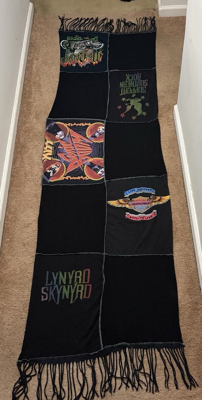 Styles Ever After Scarf Patchwork Fringe - Kiss, Lynyrd Skynyrd